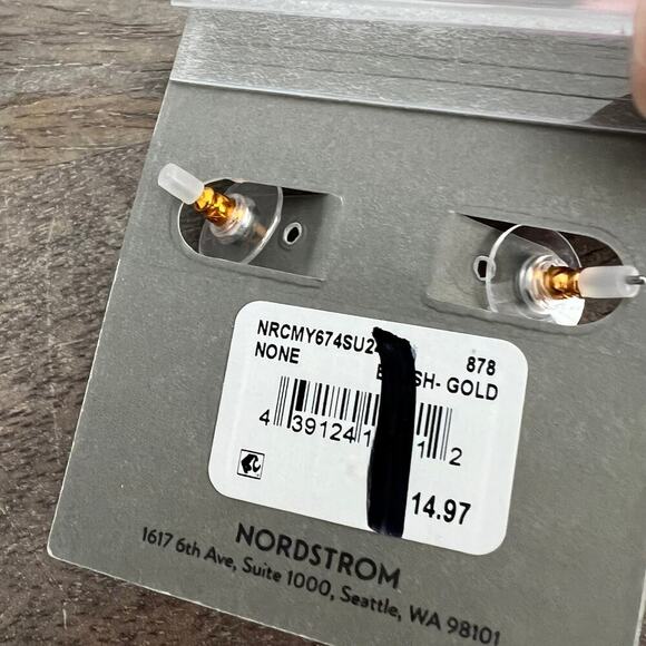 🍭6/$30 New Nordstrom Pink and Gold Acrylic MetallicHoop Post Earrings - Picture 5 of 5